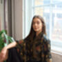 Black Batik Silk Blend Luxury Festival Wrap Top, thumbnail 5 of 5