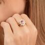 Pink Sapphire Halo Engagement Ring In Sterling Silver And Gold, thumbnail 2 of 12