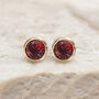 Yellow Gold Plated January Garnet Birthstone Stud Earrings, thumbnail 6 of 8