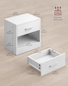 Set Of One/Two Bedside Table With Drawer End Table, 10 of 12