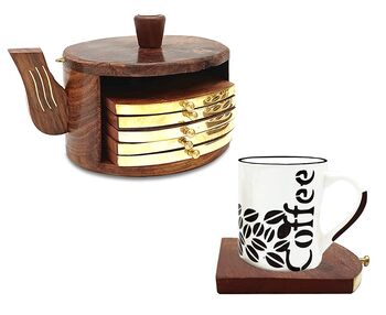 Wooden Tea Coaster With Stand Kettle Shape, 8 of 10