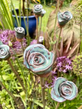 Six Handmade Ceramic Flower Cane Toppers, 3 of 10