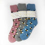 Christmas Cosy Bee Socks With Personalised Gold Label, Warm Socks, thumbnail 2 of 7