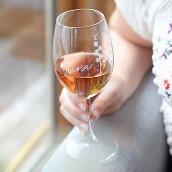 Personalised Birth Flower Wine Glass, 4 of 5
