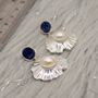 Raw Lapis Lazuli And Pearl Sterling Silver Earrings, thumbnail 3 of 6
