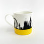 London Skyline Silhouette Bone China Mug Yellow, thumbnail 1 of 5