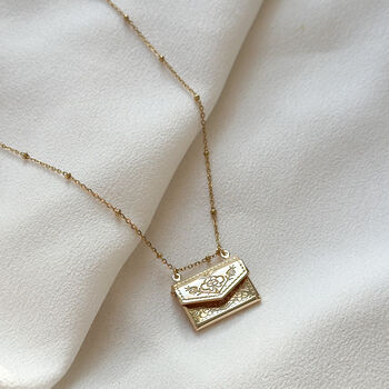 Lara 18k Gold Plated Envelope Necklace, 2 of 3