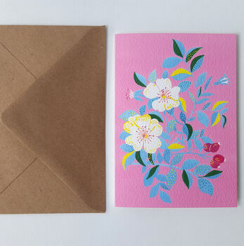 Pink Floral Greetings Card, 5 of 6