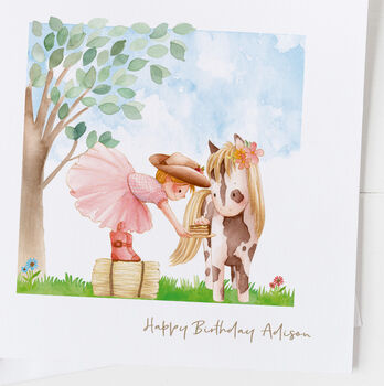 Birthday Card Pony And Girl Birthday Cake, 5 of 11