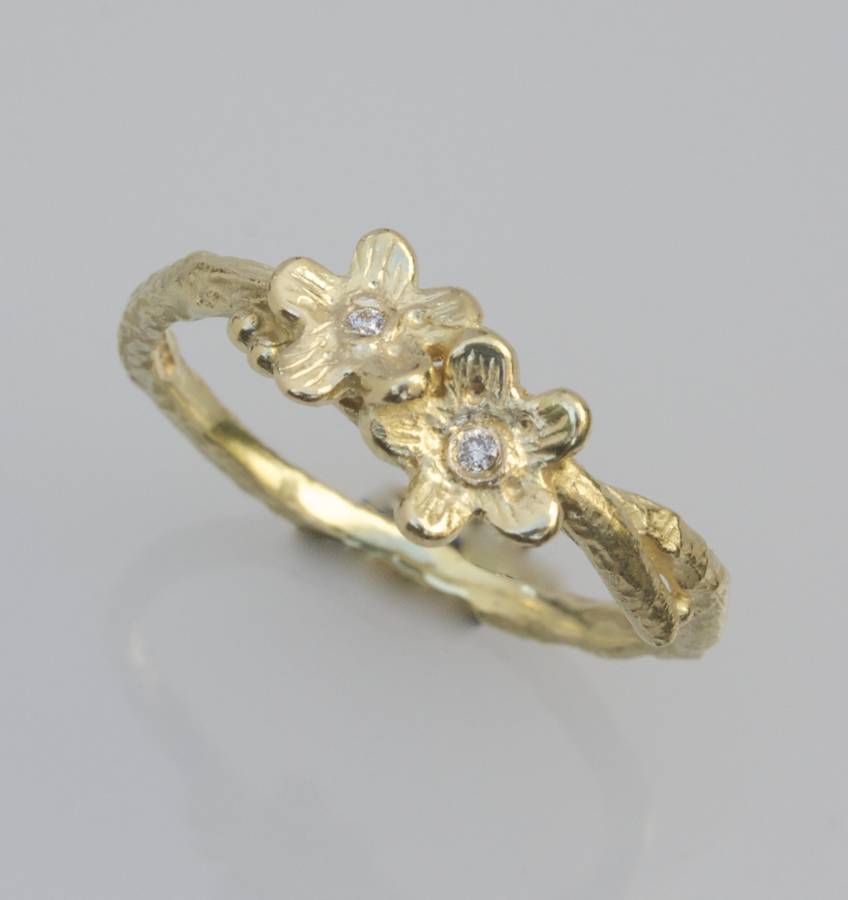 gold and diamond wildflower ring, april birthstone by caroline brook ...