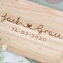 Personalised Couples Heart Wedding Gift Chopping Board, thumbnail 2 of 3