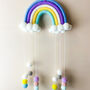 Rainbow Pom Pom Dream Catcher Catch Good Dreams Gift For Baby Room, thumbnail 1 of 6