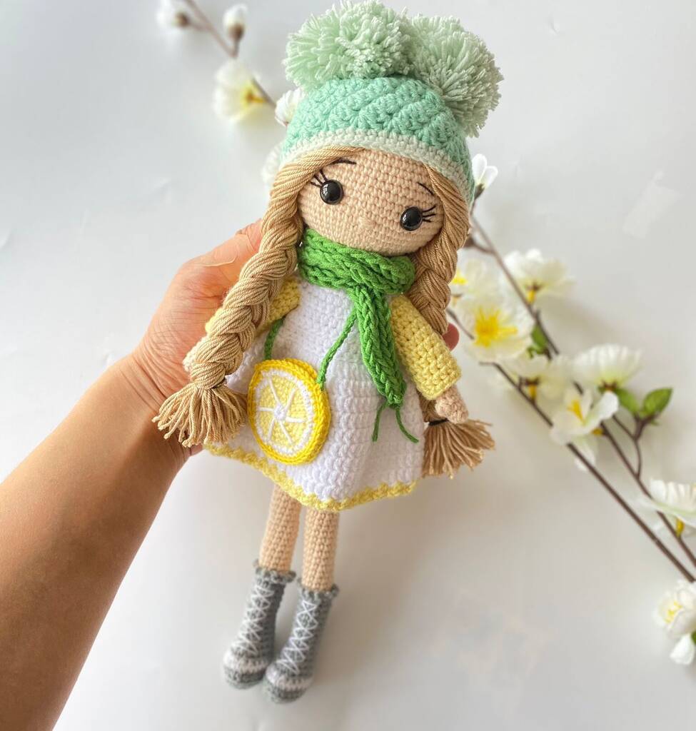 Handmade Crochet Dolls With Lemon Shaped Bag, 1 of 12