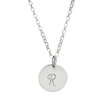 Sterling Silver Disc Initial Necklace, 2 of 7