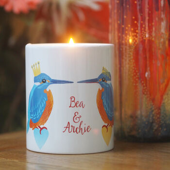 Personalised Kingfisher Pair Scented Ceramic Candle, 2 of 3