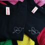 Personalised Love Heart Hand Embroidered Navy T Shirt, thumbnail 1 of 10