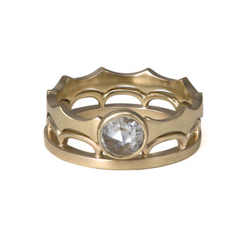 Double Edge Scallop Diamond Ring, 3 of 3