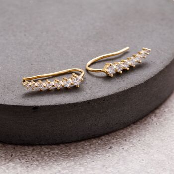 Gold Plated Crystal Ear Climber Earrings, 3 of 3