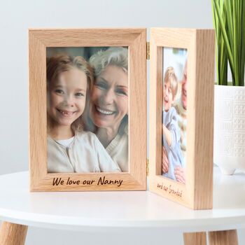 Personalised Solid Oak Hinged Photo Frame, 2 of 6
