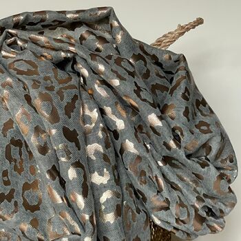 Rose Gold Leopard Print Scarf In Olive, 2 of 2