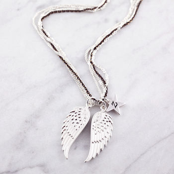 Multi Chain Double Angel Wing Necklace, 2 of 8