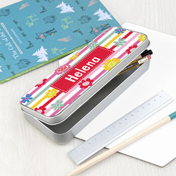 Personalised Girl's Patterned Pencil Case Tin, 5 of 10