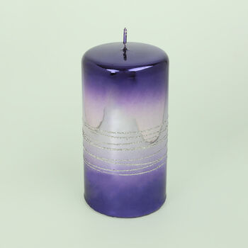 G Decor Purple Two Tone Glitter Glass Candles, 6 of 7