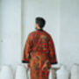 Red Men's Full Length Batik Kimono Robe, thumbnail 4 of 6