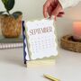 2025 Wavy Desk Calendar With Wooden Holder, thumbnail 9 of 10