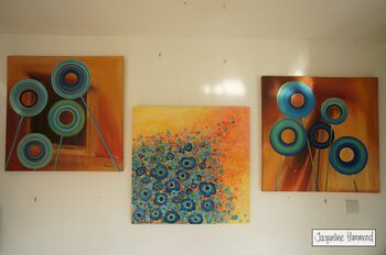 'Zeros And Ones' Abstract Painting On Canvas, 3 of 5