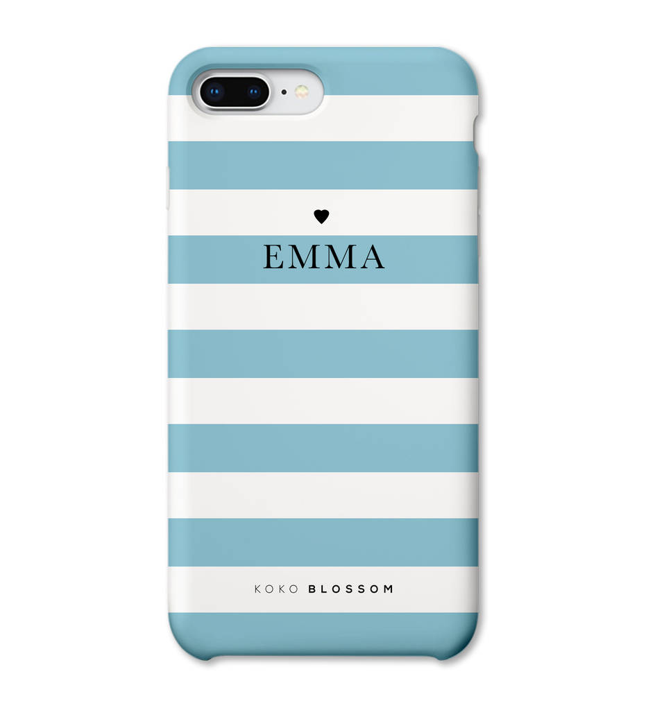 Personalised Teal Stripe Phone Cover By Koko Blossom