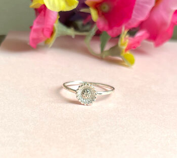 Sterling Silver Mini Sunflower Ring, 12 of 12