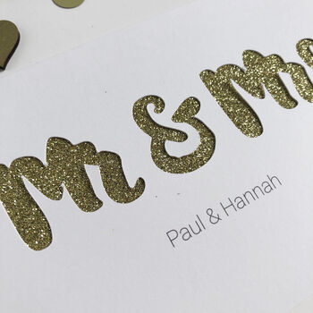 Personalised Mr And Mrs Glitter Cut Out Card, 2 of 3