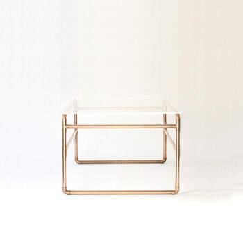 Handmade Coffee Table In Copper With Clear Acrylic Top, 4 of 4