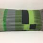 Combed Stripe Cushion, Pea Green, Black + Grey, thumbnail 5 of 5