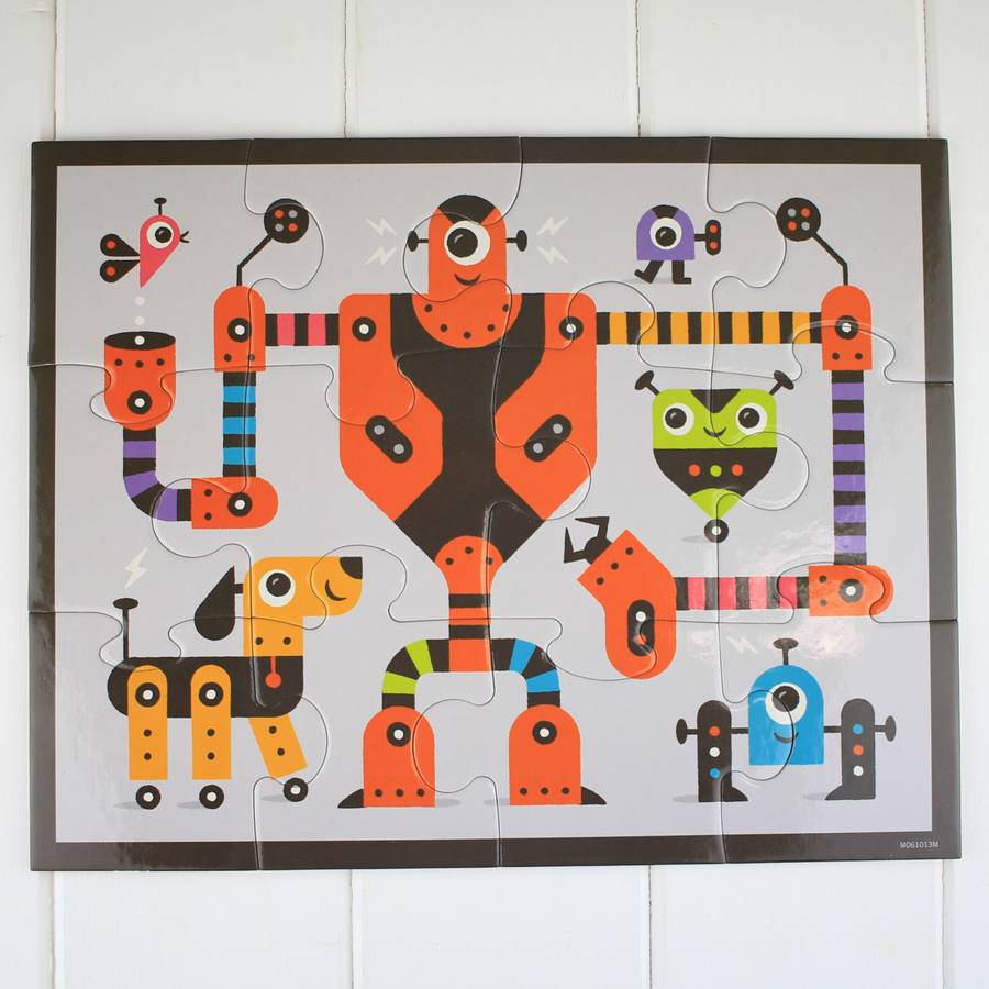 robots 12 piece jigsaw puzzle by nest