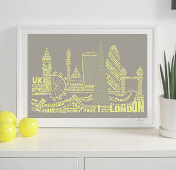 London Two Skyline Typography Print Personalised, 5 of 8