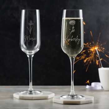 Personalised Birth Flower Champagne Flutes, 4 of 6