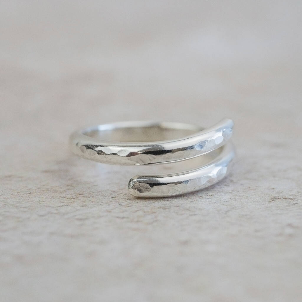 Sterling Silver Hammered Wrap Around Thumb Ring, 1 of 3
