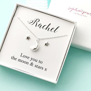 Moon And Back Necklace And Earring Set, 2 of 4