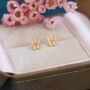 Pink Opal Flower Stud Earrings Sterling Silver, thumbnail 5 of 12
