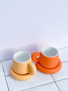 Cushion Club Ceramic Mug And Saucer Set Apricot, 2 of 6