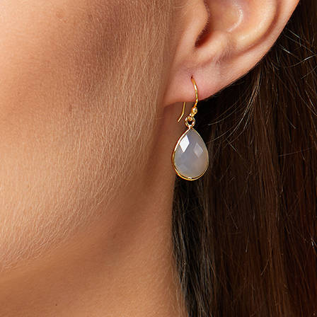 Semi Precious Drop Gold/Silver Plated Gemstone Earrings, 1 of 7