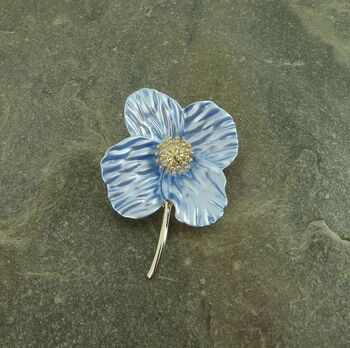 Poppy Blue Flower Brooch, 4 of 6