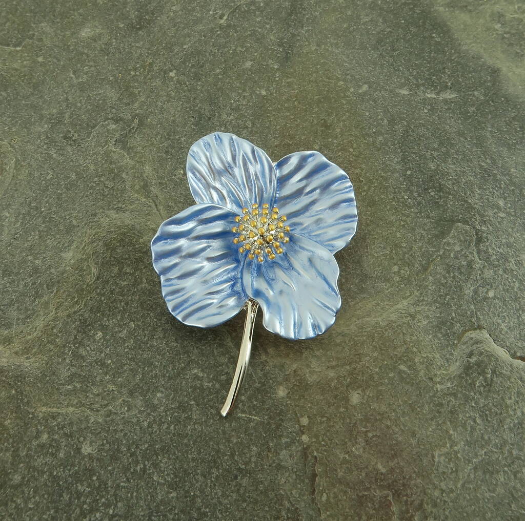 Poppy Blue Flower Brooch, 1 of 5