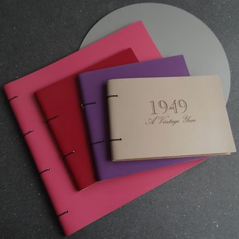 Personalised 'Vintage Year' Leather Memory Book Album, 4 of 8