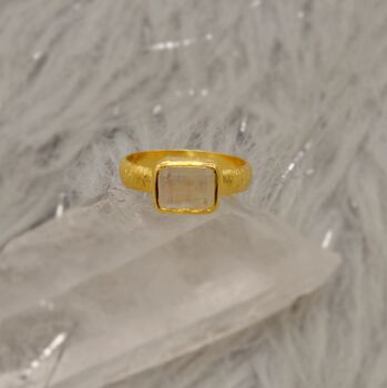 Rainbow Moonstone Gold Ring, 3 of 12