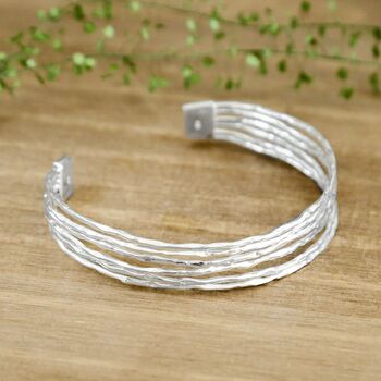 Sterling Silver Organic Cuff Bangle, 3 of 4