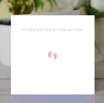 'Pitter Patter' New Baby Girl Card, 2 of 2