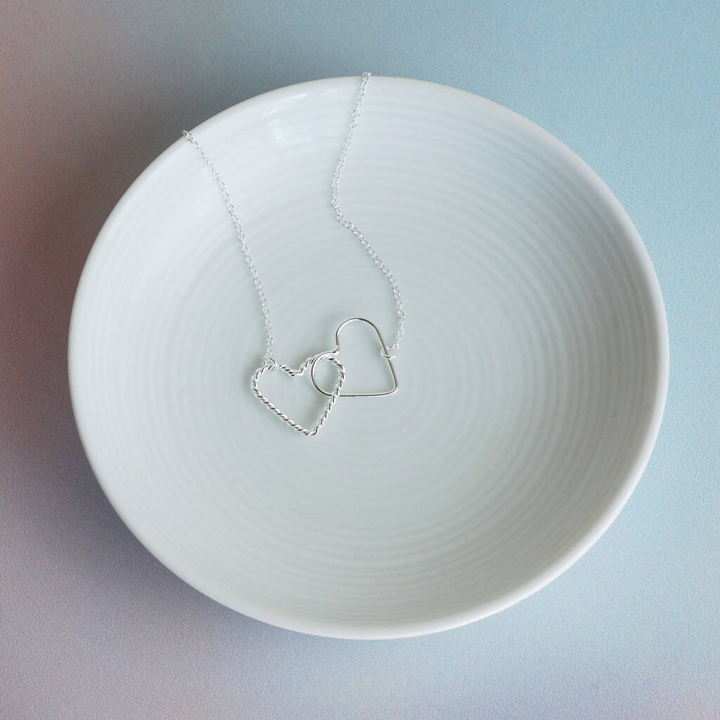 Sterling Silver Interlocking Hearts Necklace, 1 of 4